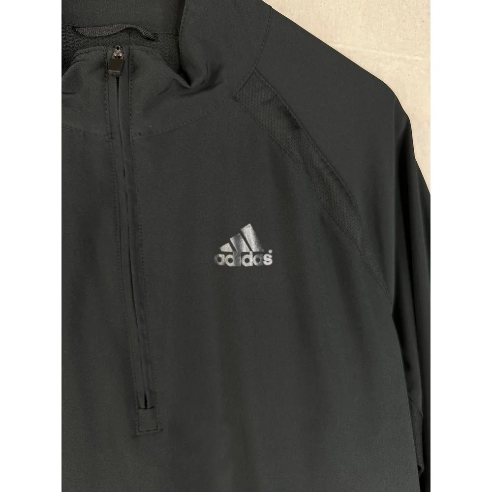Mens Adidas 1/2‎ Zip Training Pullover Vented Cinch Hem Black Size Medium